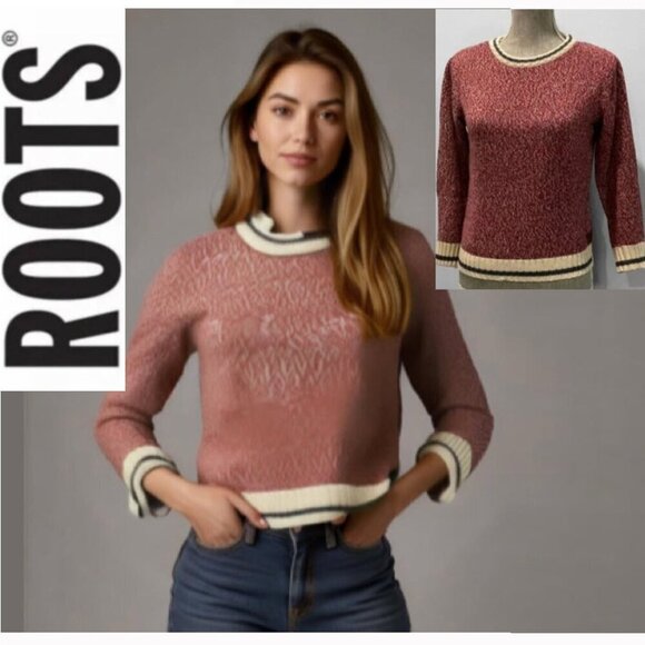 Roots Vintage Red Knit Sweater Medium - Picture 1 of 16